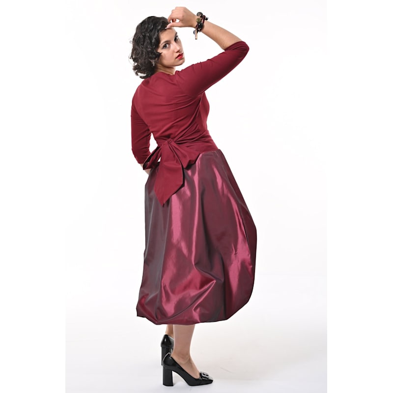 Thumbnail of Enoki Puffball Skirt In Burgundy Taffeta image