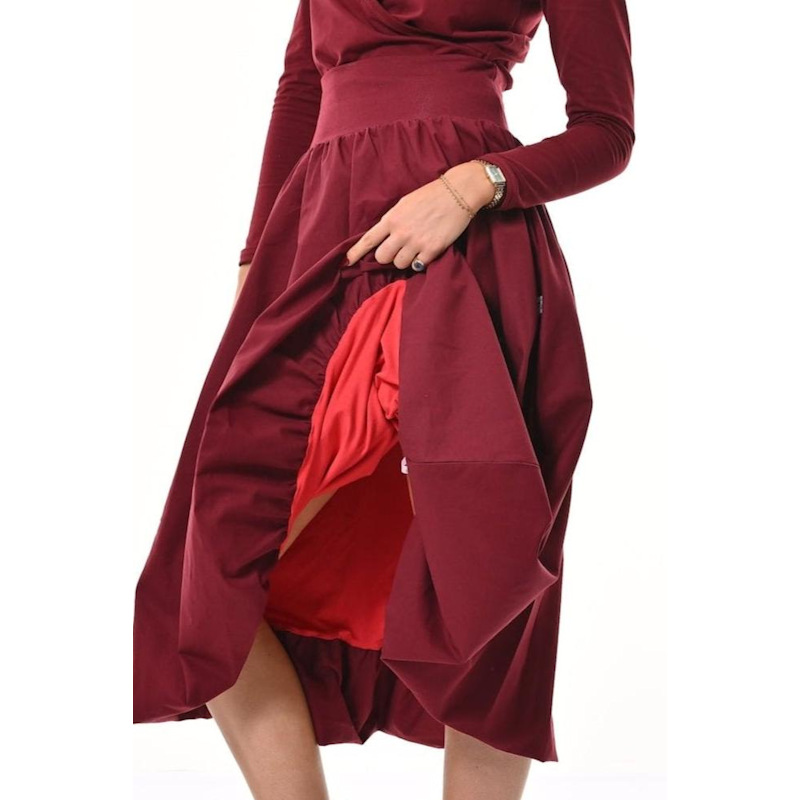Thumbnail of Enoki Puffball Skirt In Burgundy image