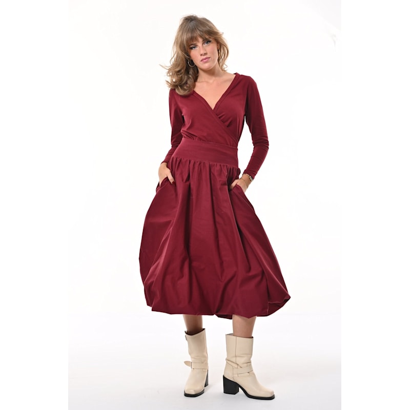 Thumbnail of Enoki Puffball Skirt In Burgundy image