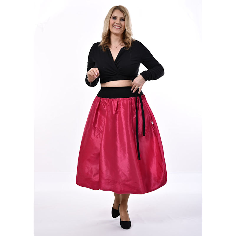 Thumbnail of Enoki Puffball Skirt In Cerise Taffeta image