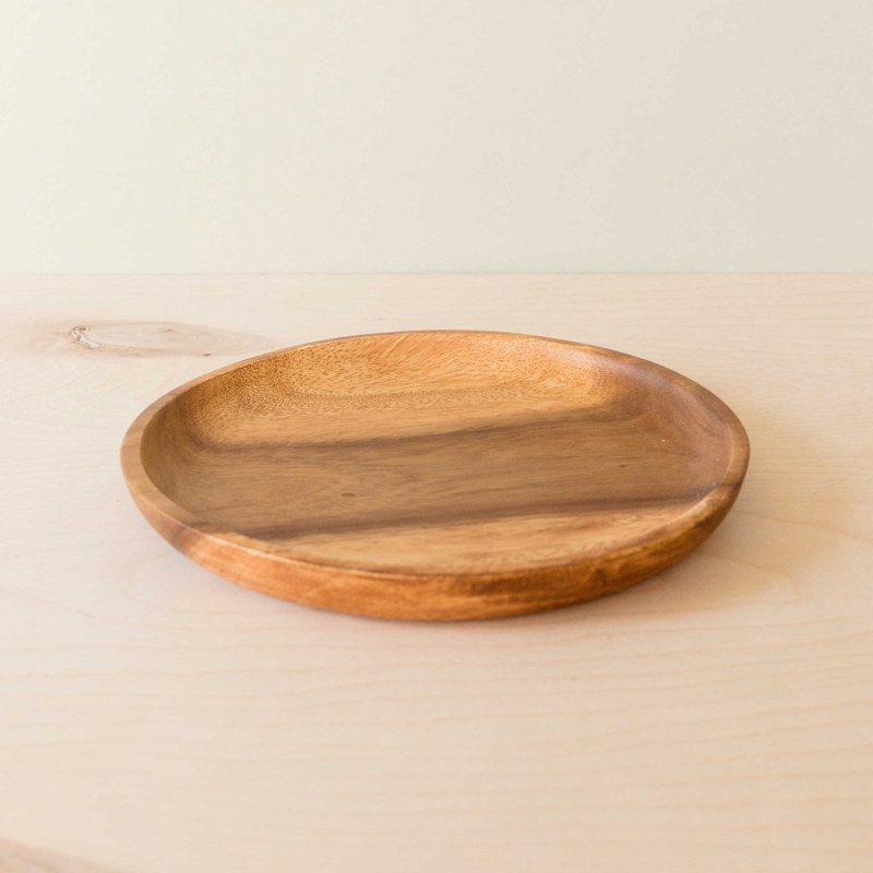 Thumbnail of Set Of Two, Acacia Round Ten Inch Wood Plate - Dinner Plate image