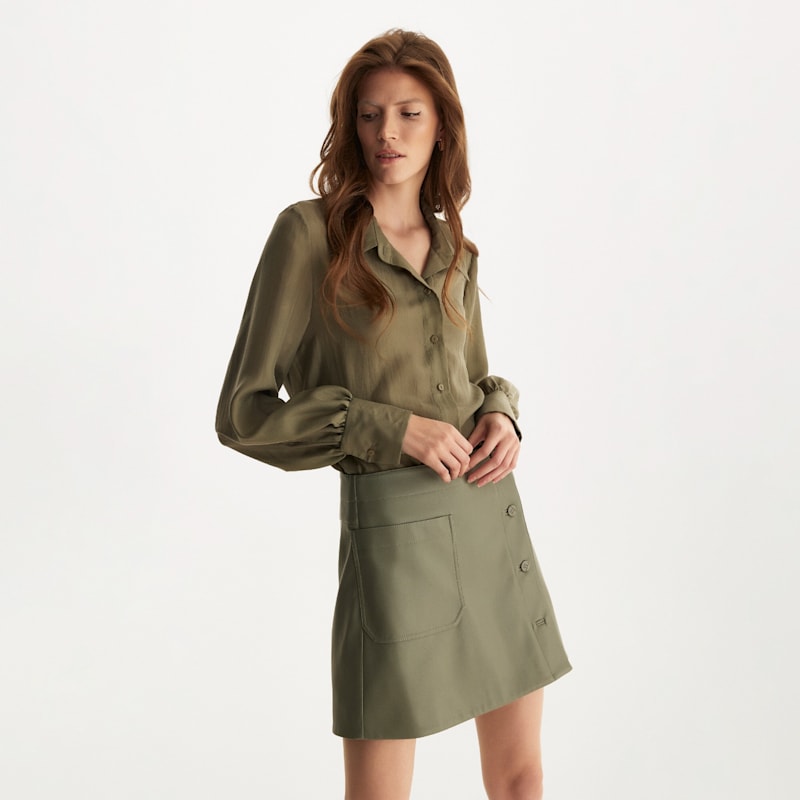 Thumbnail of Faux Leather A-Line Skirt image