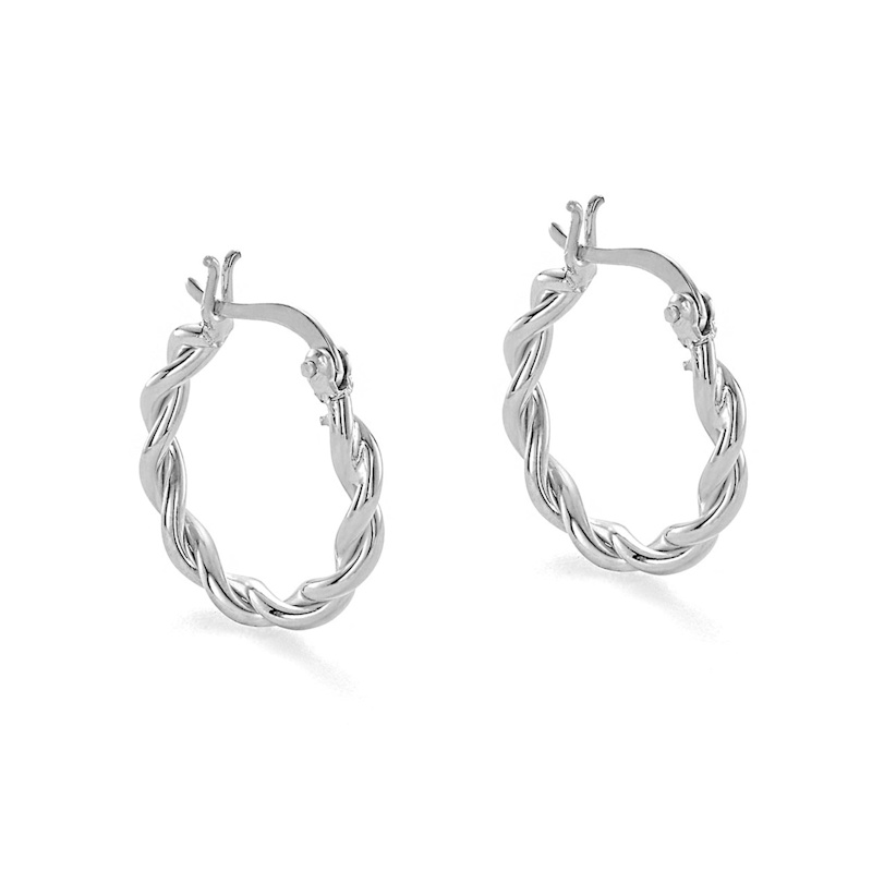 Thumbnail of Silver Small Braided Hoop Earrings image