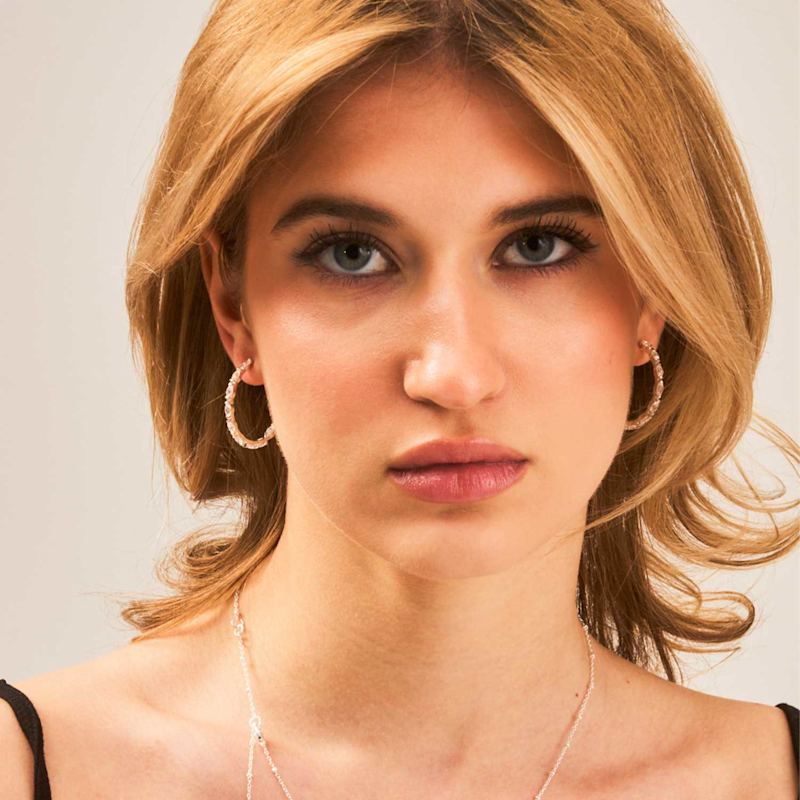 Thumbnail of Epic Sparkling Medium Sterling Silver Hoops image