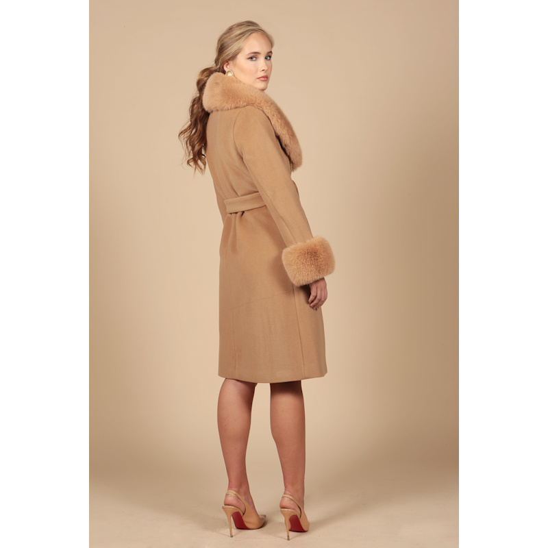 Marlene' 100% Cashmere & Wool Coat In Brown | Santinni | Wolf & Badger