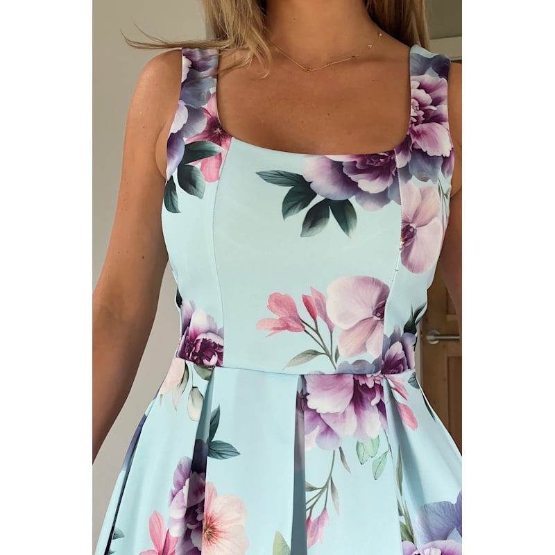 blue bandage dress fashion nova Fuchsia Floral Smocked Tiered Midi Dress – PinkBlush main image 0