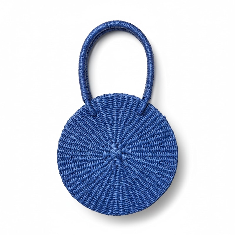 Thumbnail of ESENGO  Electric Blue Mini Handwoven Round Bag image