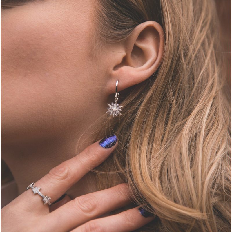 Thumbnail of Esmae Moon & Star Earrings | Silver Plated image