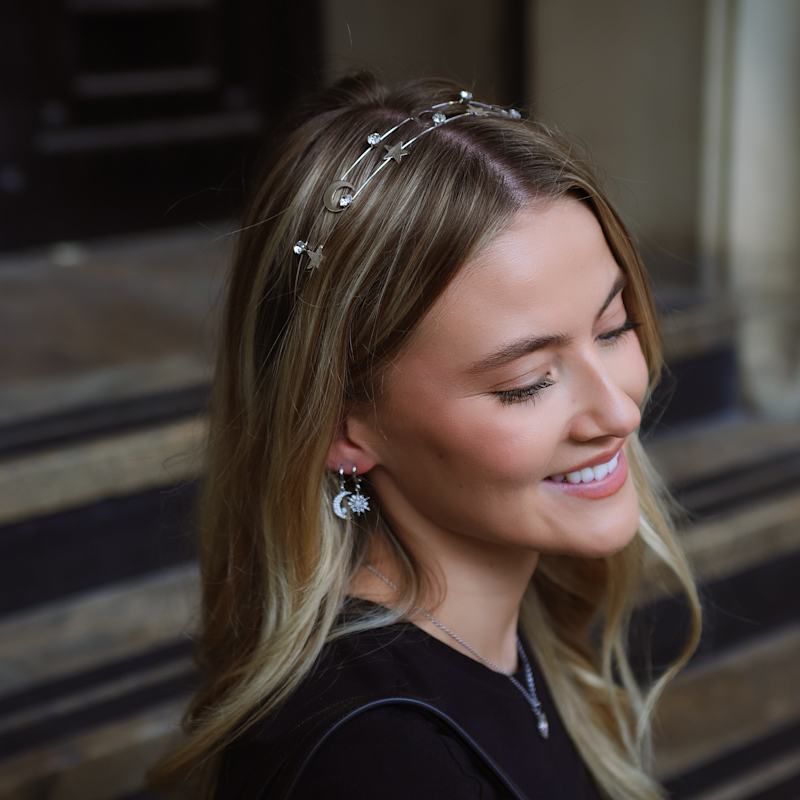 Thumbnail of Esmae Moon & Star Earrings | Silver Plated image