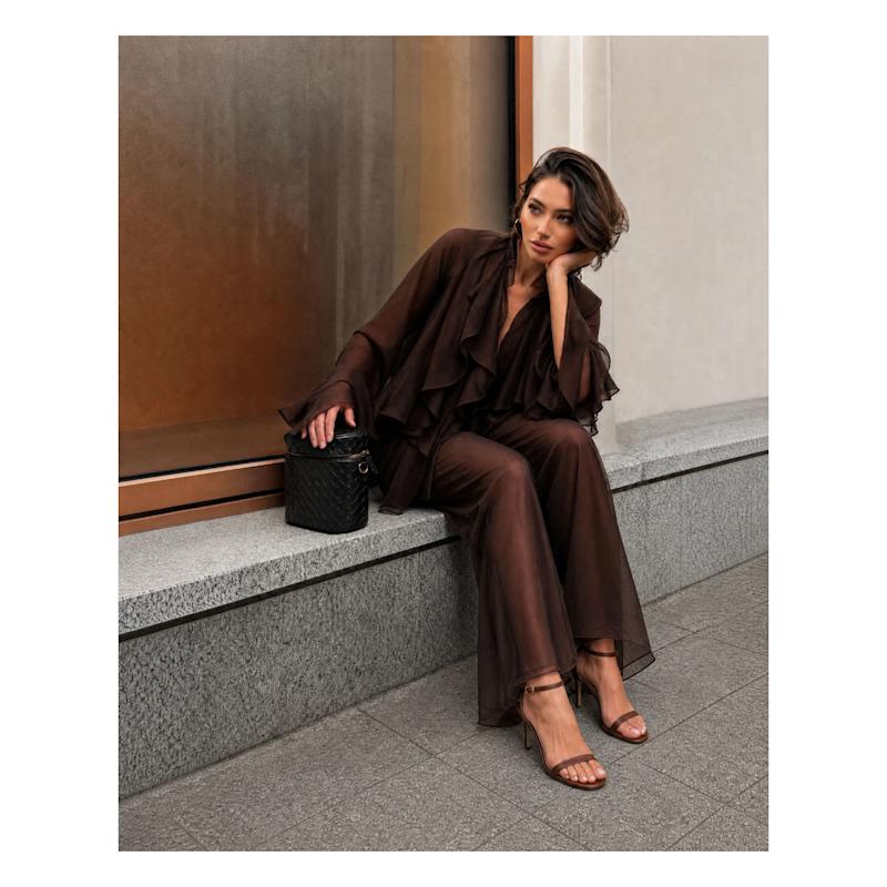Thumbnail of Espresso Chiffon Flared Pants - Special Capsule "Self.Readytowear image