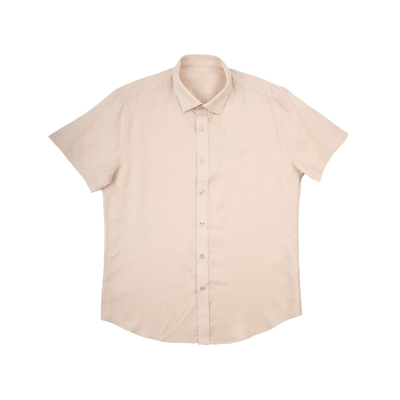 Thumbnail of Essential Linen Button Short Sleeve Button Down Shirt - Beige image
