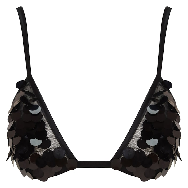Thumbnail of Black Sequinned Bikini Bra Top image