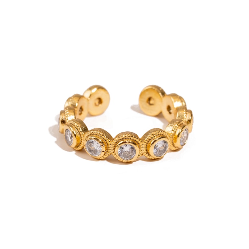 Eternal Diamond Adjustable Gold Plated Stackable Ring - Gold | Ebru ...