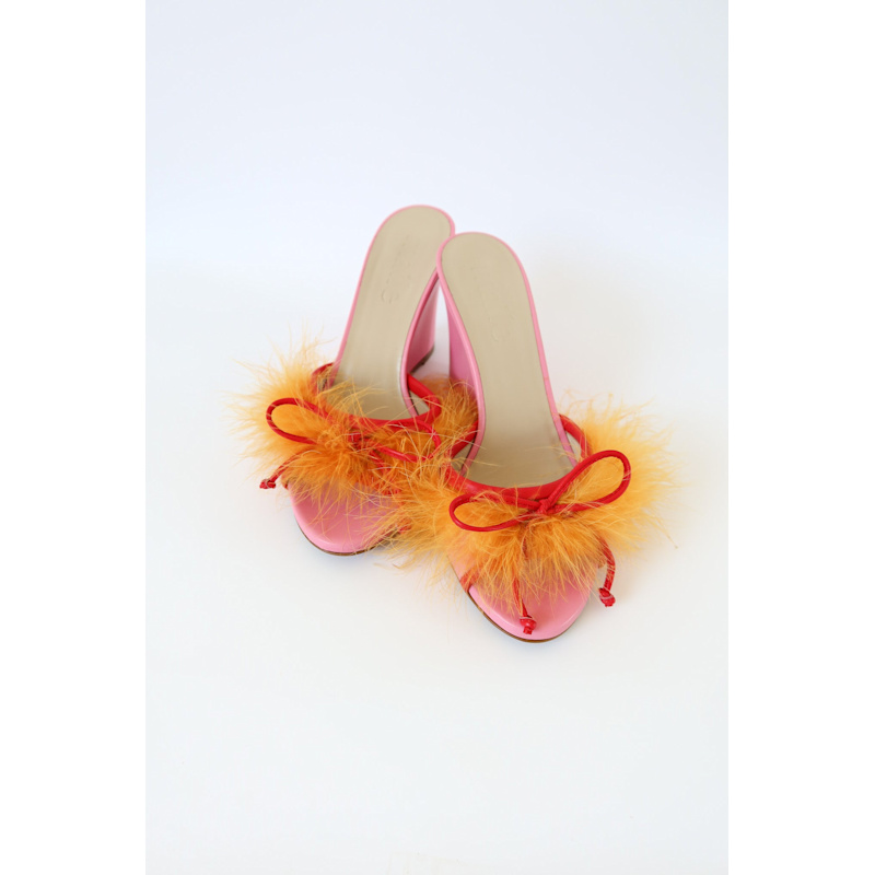 Thumbnail of Etsu Feather Wedge Heel In Pink Orange image