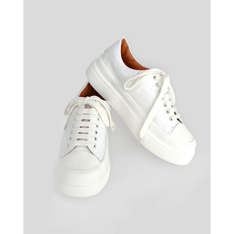 Thumbnail of Just A Dream Croc Leather Sneaker - White image
