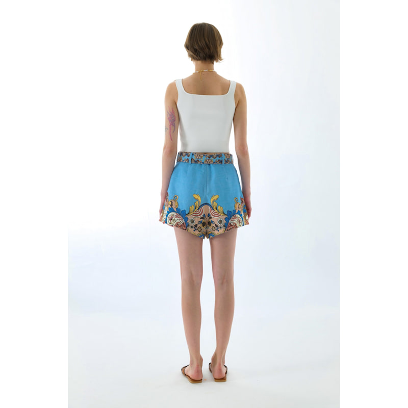 Thumbnail of Evelyn Floral Linen Belt Shorts image
