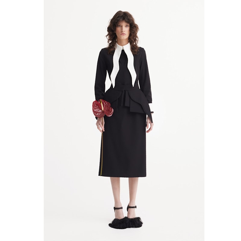 Evening Peplum Belted Dress Black - Two-Piece Set | Julia Allert