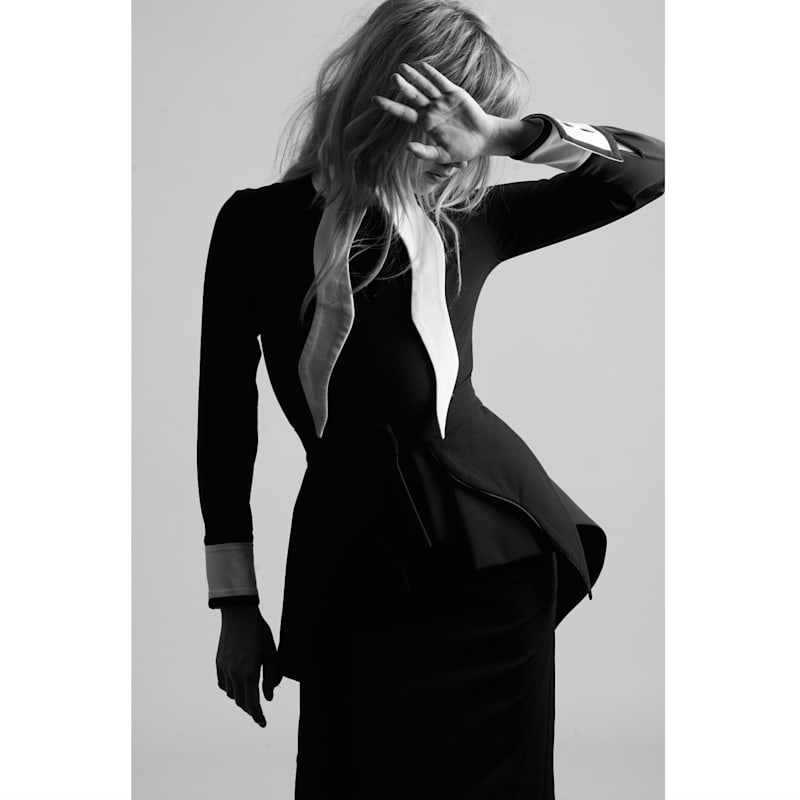 Evening Peplum Belted Dress Black - Two-Piece Set | Julia Allert