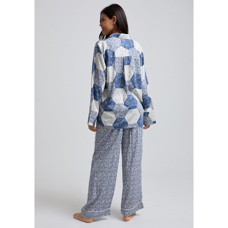 Thumbnail of Evie Aster Patchwork Pyjama Set In Blue image