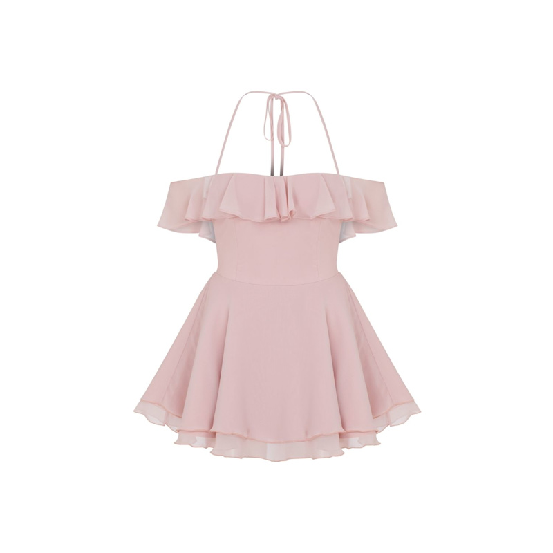 halter neck mini dress white Showing Up Halter Mini Dress White
