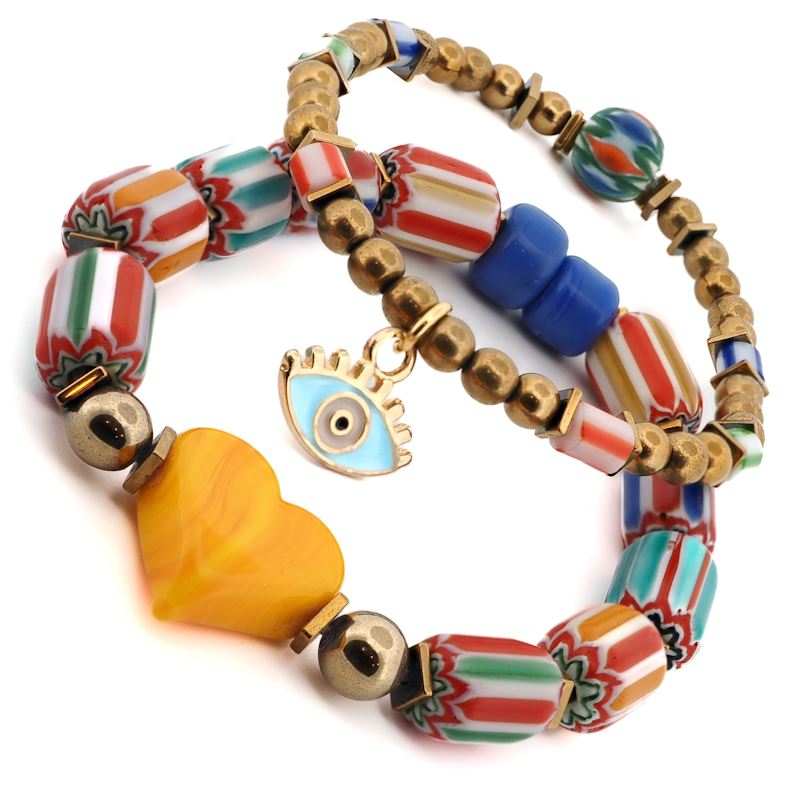 Thumbnail of Evil Eye Blessings & Beaded Love Bracelet Set - Multicolour image