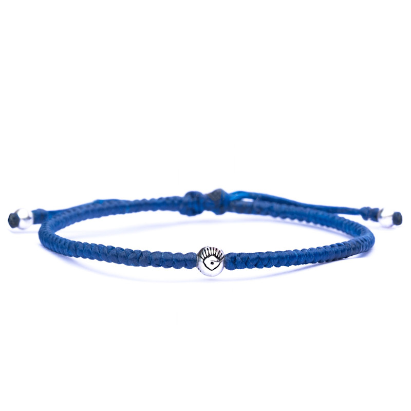 Thumbnail of Evil Eye Silver & Blue Rope Bracelet For Men - The Protector image
