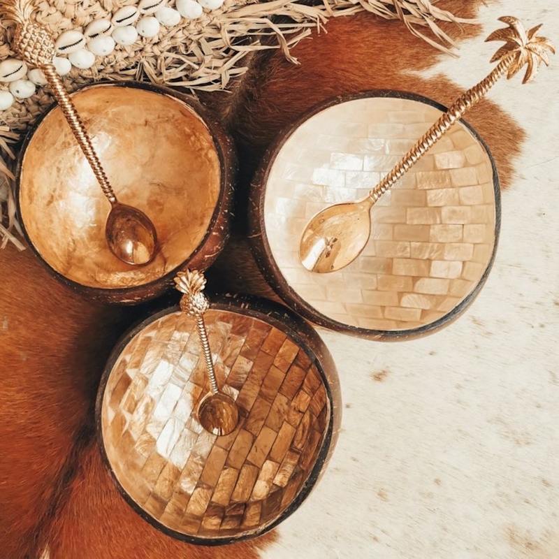 Thumbnail of Isla Handcraft Mother Of Pearl Coconut Bowl Set of 3 - Brown image