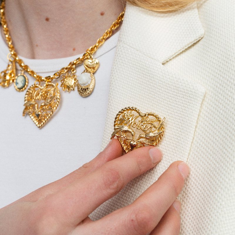 Thumbnail of Exclusive Vintage Mother's Day Gold Plated Heart Brooch image