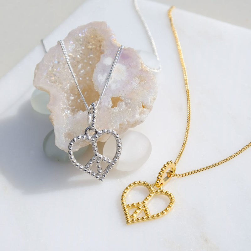 Thumbnail of Peace Heart Gold Pendant Necklace image