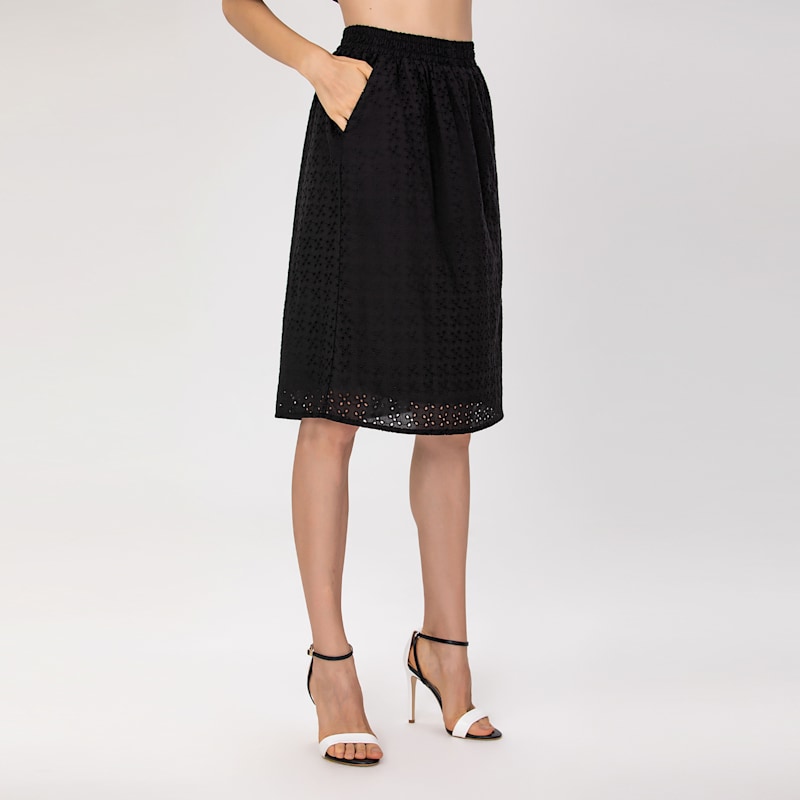 Thumbnail of Eyelet Cotton Lace Skirt - Black image