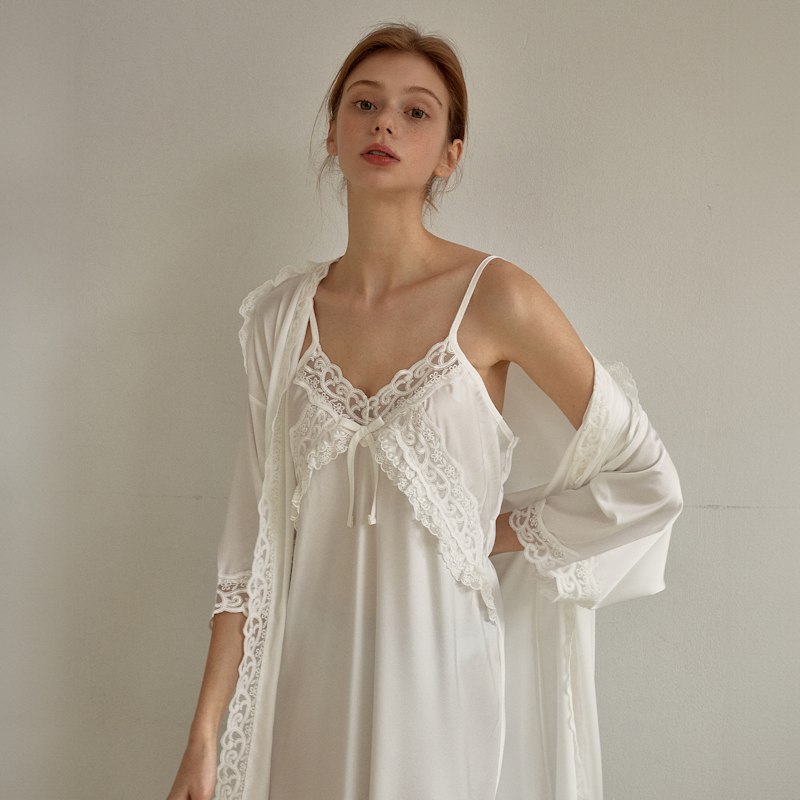 Thumbnail of Fabiola Satin Slip & Robe Ensemble image