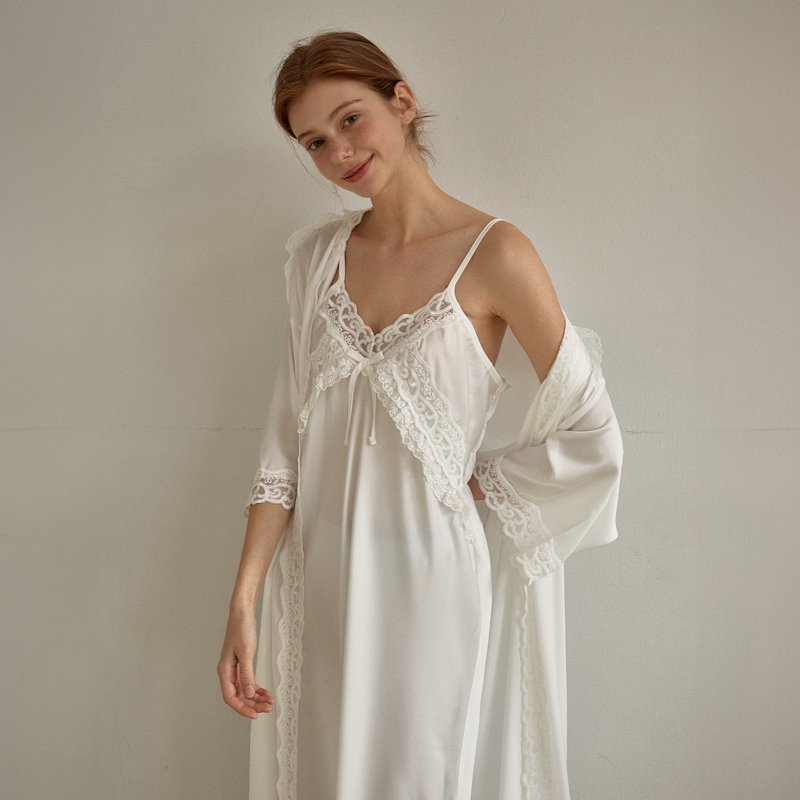 Thumbnail of Fabiola Satin Slip & Robe Ensemble image