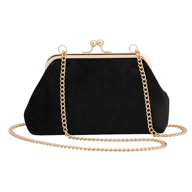 Thumbnail of Floral Ditsy Embroidered Black Velvet Clutch Bag image
