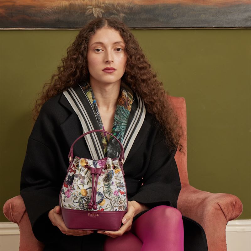Thumbnail of Fable England X Natural History Museum Floral Engravings Bucket Bag - Plum image