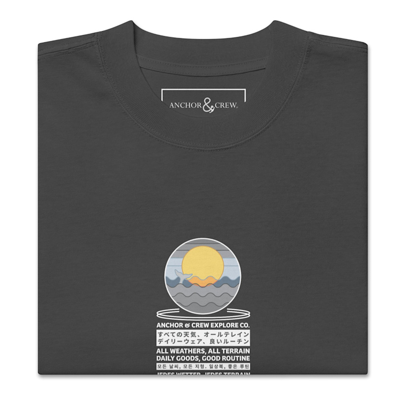 Thumbnail of Faded Black Ocean Drift Surf Explore Co. Oversized Cotton T-Shirt - Men image