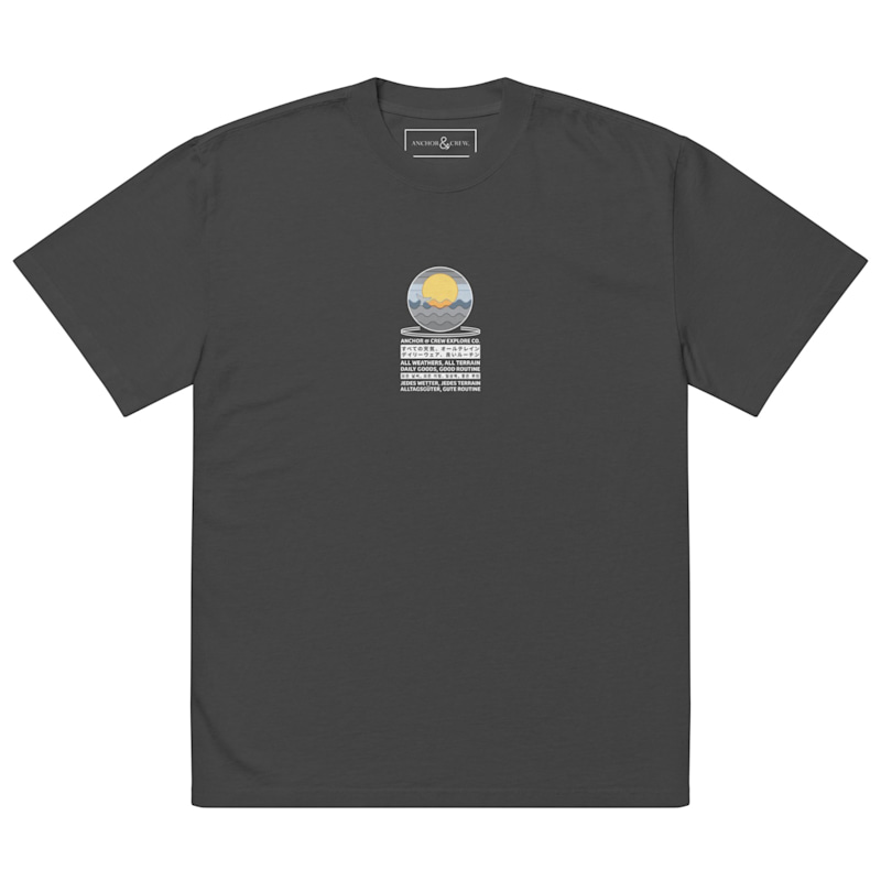 Thumbnail of Faded Black Ocean Drift Surf Explore Co. Oversized Cotton T-Shirt - Men image
