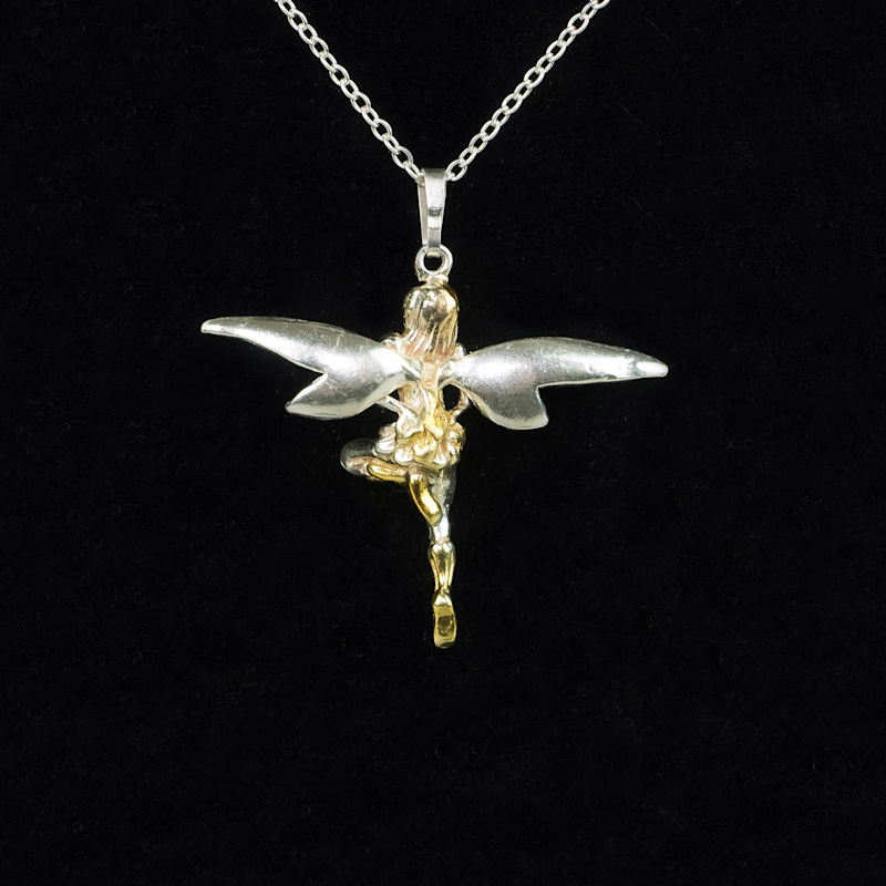 Thumbnail of Fairy With Attitude Pendant Eighteen Carat Gold On Solid Sterling Silver image