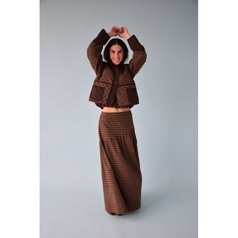 Thumbnail of Beth Brown Checked Skirt image