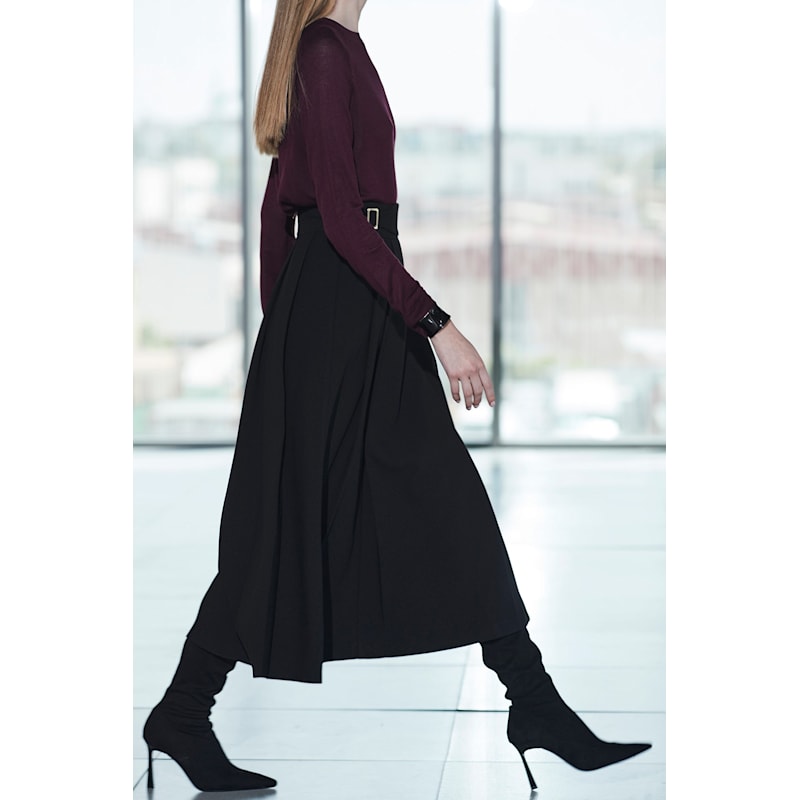 Thumbnail of Midi Skirt With High Waist And Gold Buckle Details Jet Petra image