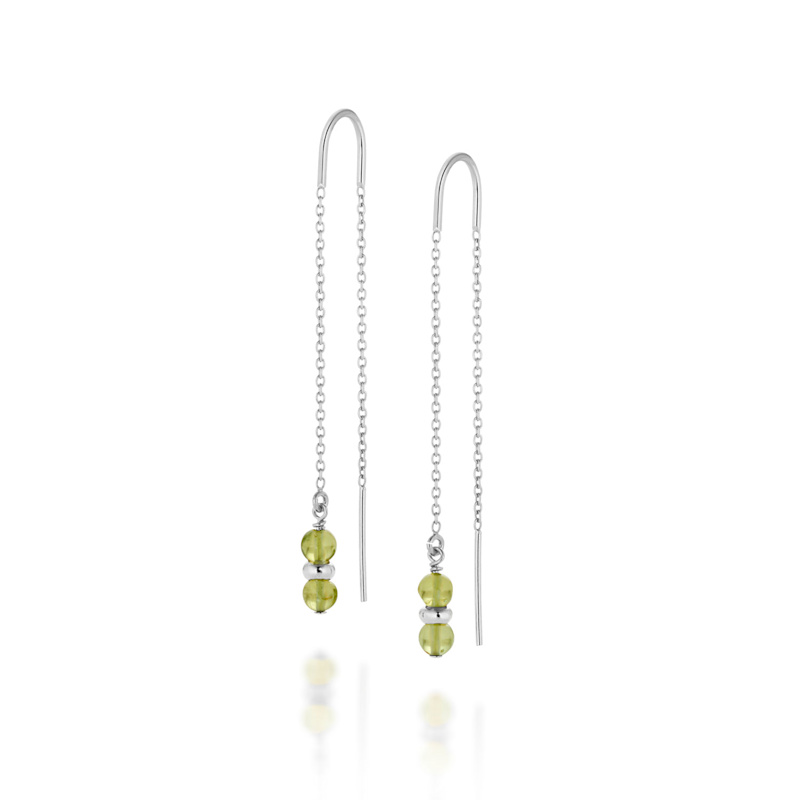Thumbnail of Peridot August Birthstone Fall Earrings Sterling Silver image