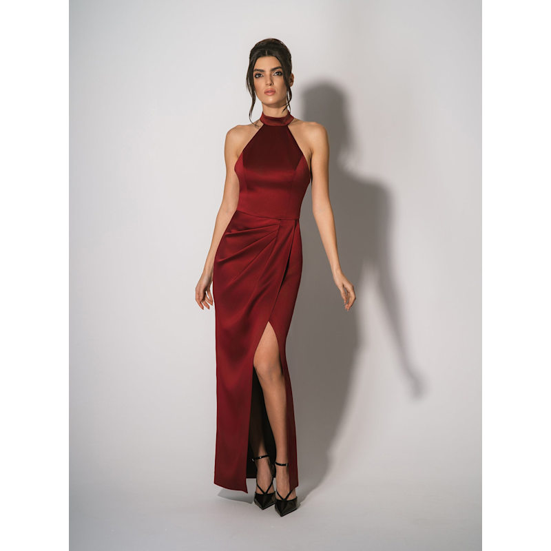burgundy red maxi dress Maxi Dress burgundy Long Dress Aiana Satin Maxi Dress Size 12 main image 1