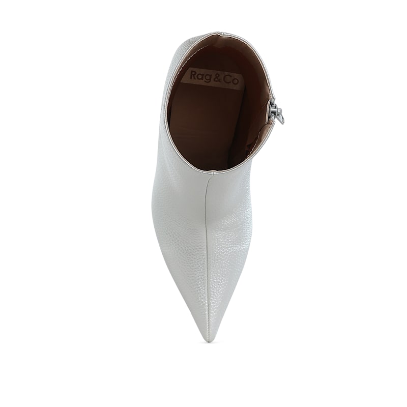 Thumbnail of Tentia Metallic Pleather Spool Heel Boots In Silver By Rag & Co image