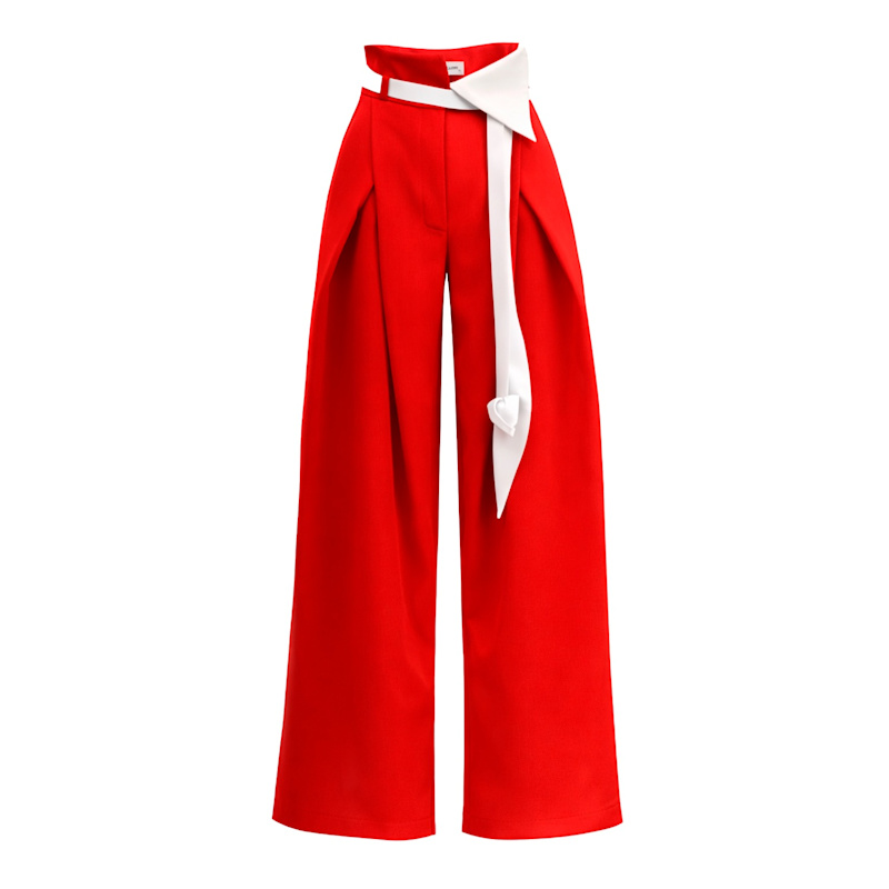 Thumbnail of Fashion Forward Wide-Leg Pants & Contrast Belt - Red image