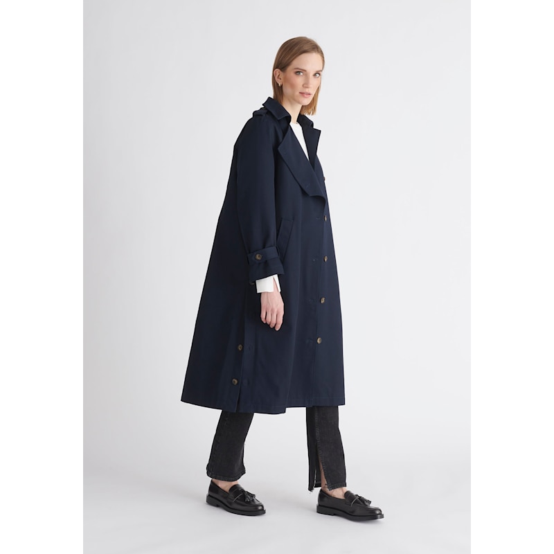 Thumbnail of Faux Fur Collar Coat In Navy image
