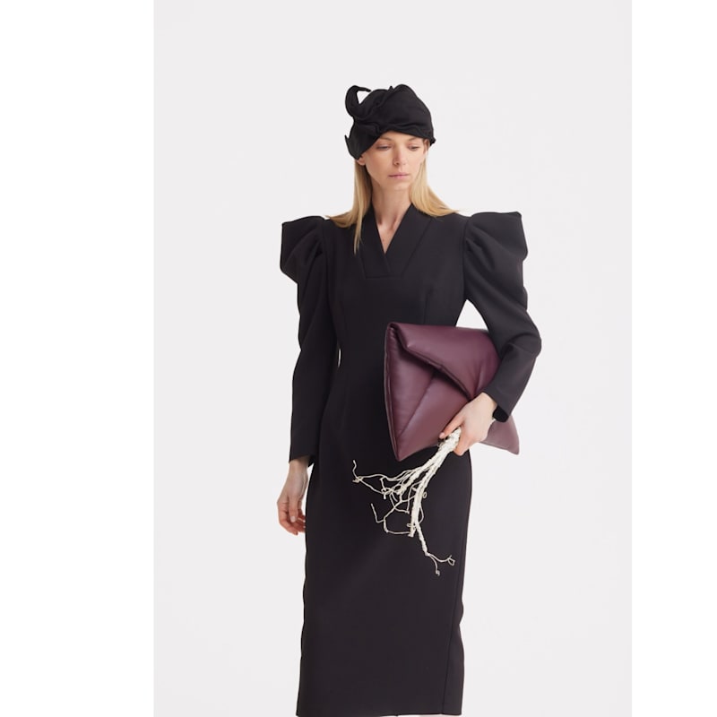 Thumbnail of Faux Leather Envelope Clutch Bag - Burgundy image