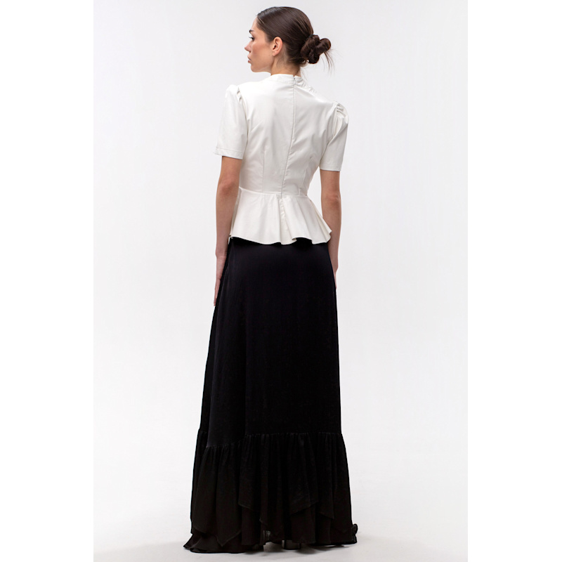 faux leather peplum dress Faux leather peplum long-sleeve top - Black main image 1