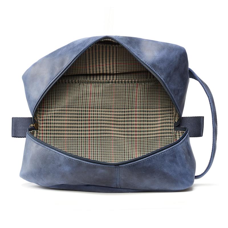 Thumbnail of Favino - Distressed Leather Shoe Bag - Navy image