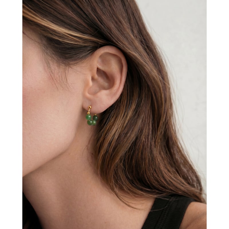 Thumbnail of Fay Beaded Jade Hoop Earrings image