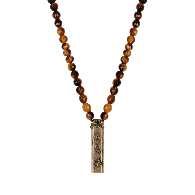 Thumbnail of Tiger’s Eye & Onyx Necklace – Strength & Protection Gemstone Jewelry – Fearless Spirit image
