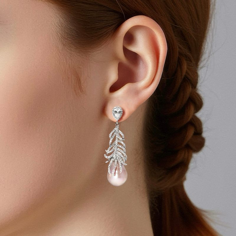 Thumbnail of Feather Baroque Pearl Earrings image